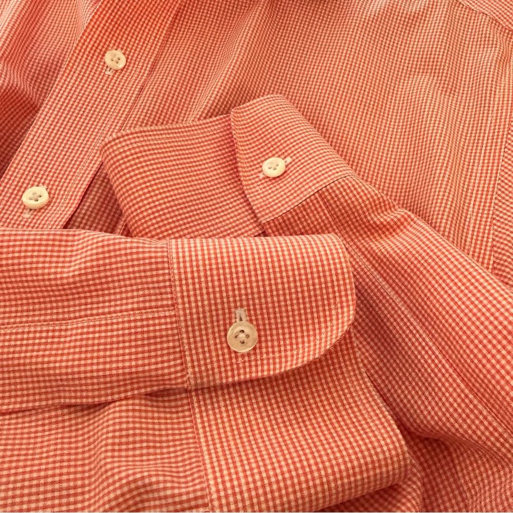 Brooks Brothers Madison Men's Peachy Pink Micro-Check Dress Shirt, 15-1/2/33